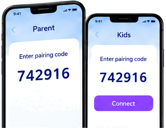 The same pairing code on Parent and Kids phones